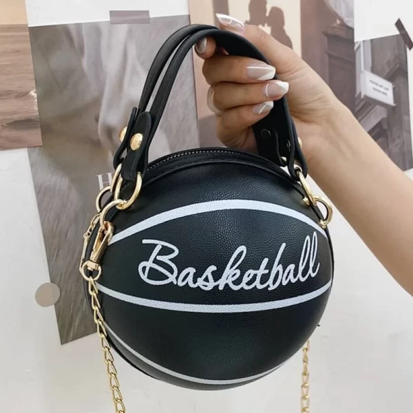 Basketball Shaped Black Sling Crossbody Handbag 2024