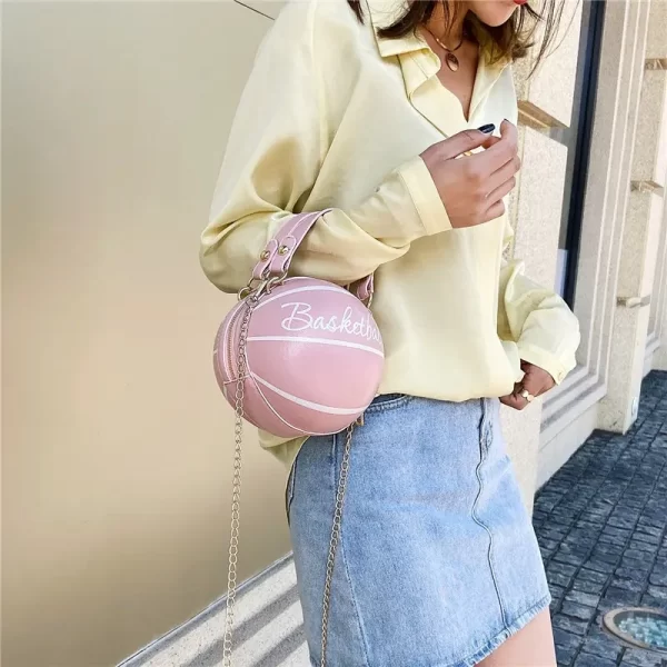 Basketball Shaped Pink Sling Crossbody Hand Bag 2024