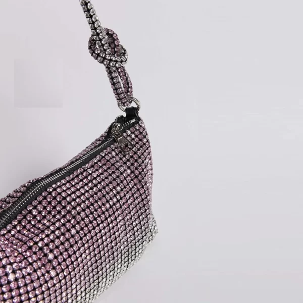Gradient Color Rhinestone Purple Silver Shoulder Hand Bag For Women