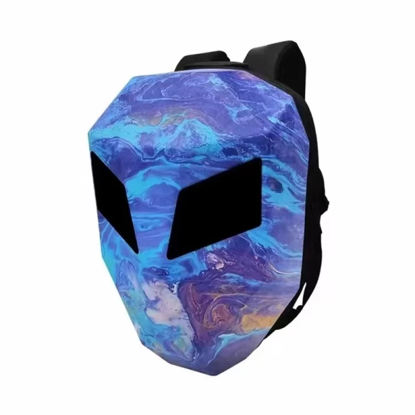 LED Smart Motorcycle Hard Shell Waterproof Blue Backpack