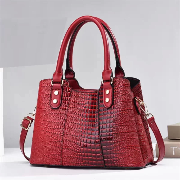 Crocodile Pattern Shiny Red Shoulder Bag