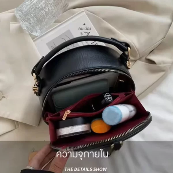 Fashion Round Quilted Black Sling Handbag