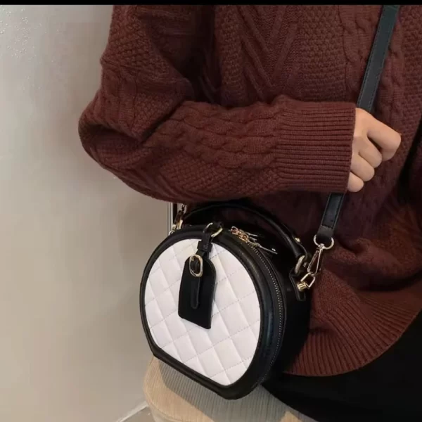 Fashion Round Quilted White Sling Bag