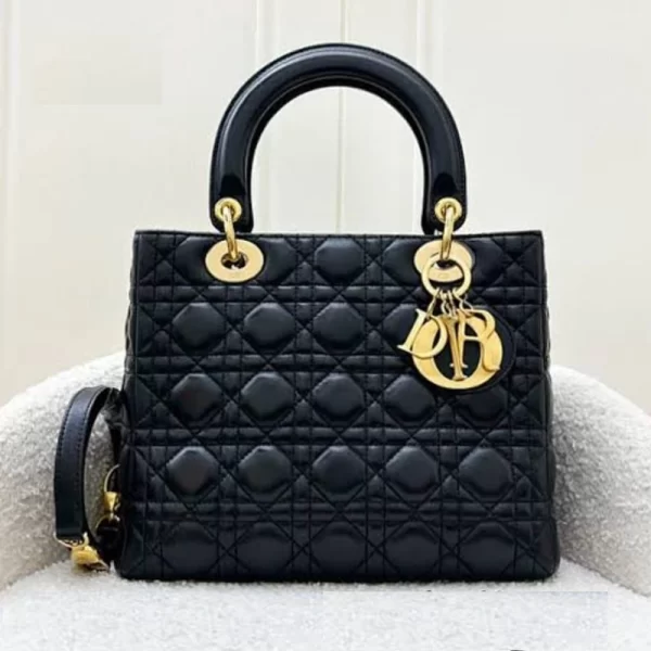 Lady Quilted Black Sling Bag