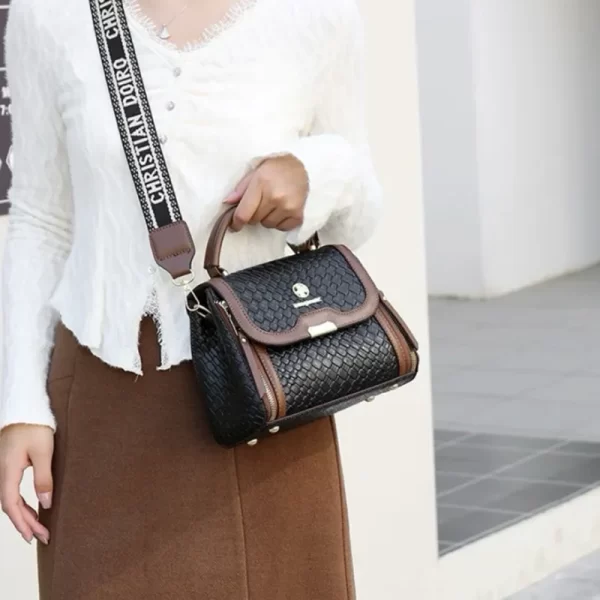 Woven Pattern Black Sling Hand Bag For Ladies