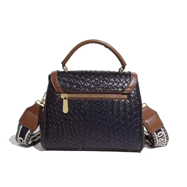 Woven Pattern Black Sling Handbag For Ladies