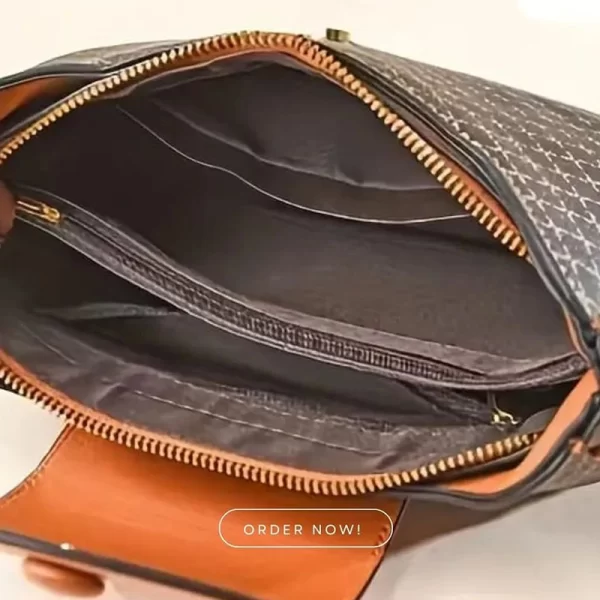 Casual Crocodile Pattern Brown Shoulder Handbag