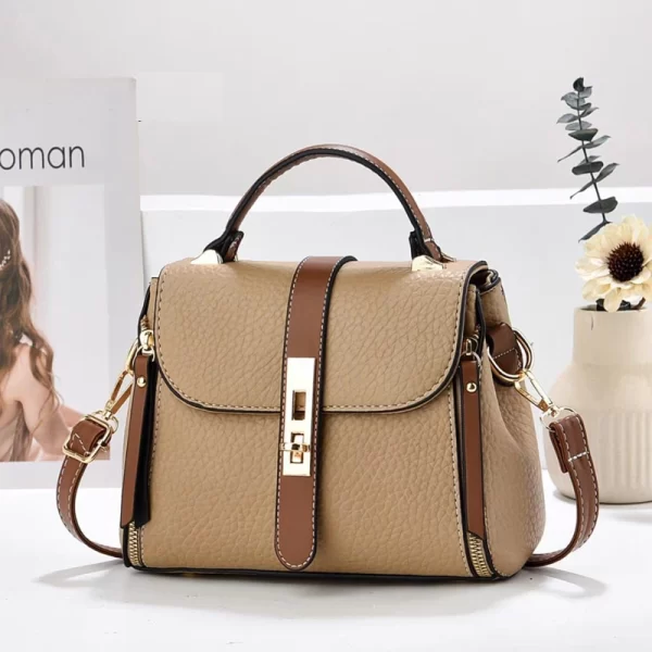 Top Handle Khaki Handbag for Women