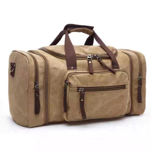 Vintage Travel Canvas Khaki Duffle Bag