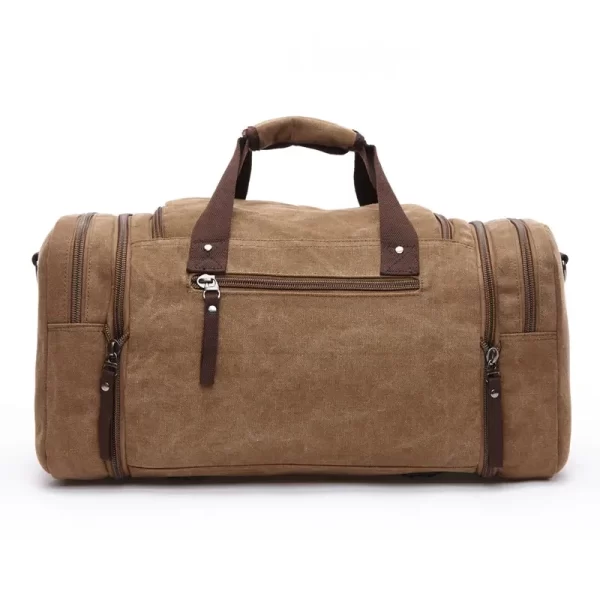 Vintage Travel Canvas Khaki Duffle Handbag