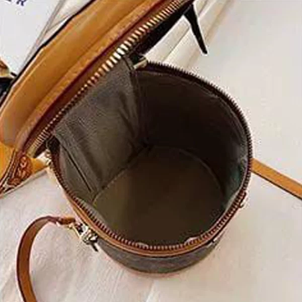 Women Round Bucket Brown Handbag