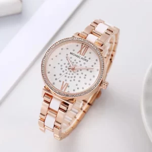 Elite Women Silver Analog Dial Rose Gold Strap Wrist Watch Dupe