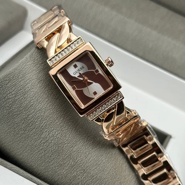 First Copy Attractive Red Dial Rose Gold Strap Watch For Girls