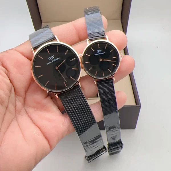 First Copy DW His Her Combo Black Dial Black Strap Watches