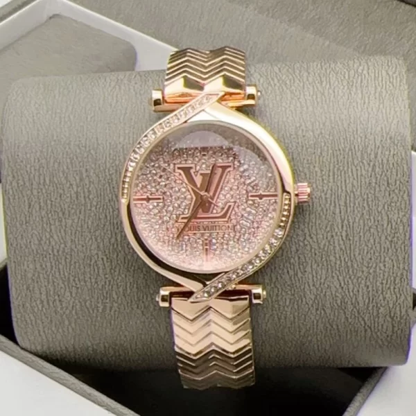 First Copy Elegant Rose Gold Dial Rose Gold Strap Watch For Ladies