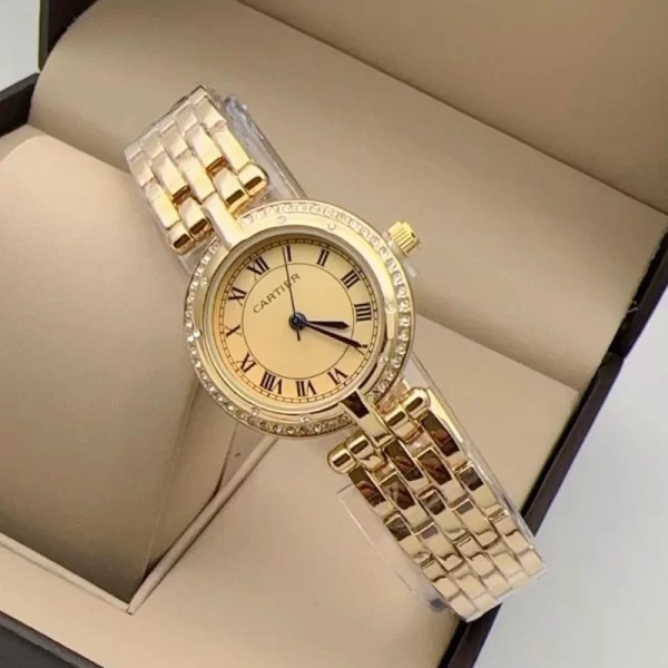 First Copy Panthere Vendome Ladies Quartz Gold Dial Gold Strap Watch