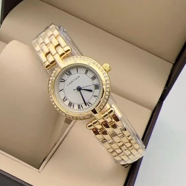 First Copy Panthere Vendome Ladies Quartz White Dial Gold Strap Watch