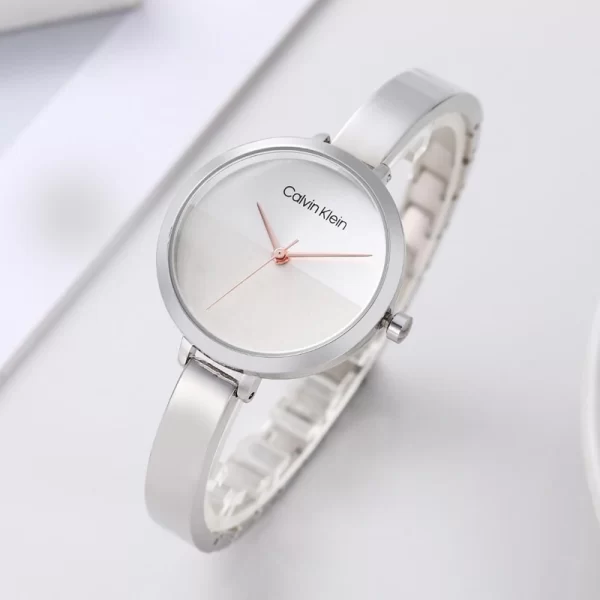 First Copy Rise Quartz Girls White Dial Silver Strap Watch