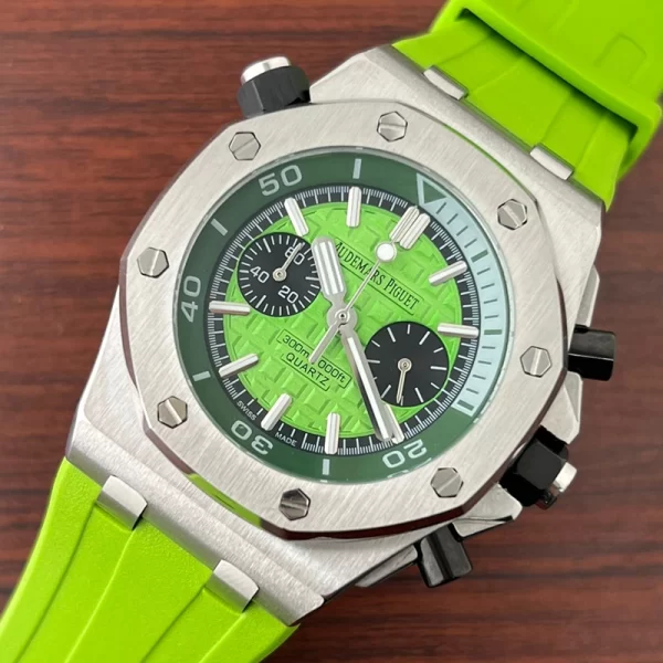 First Copy Royal Oak Men's Green Dial Green Strap Watch