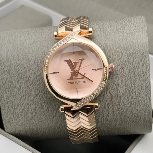 First Copy Well Crafted Female Rose Gold Dial Rose Gold Strap Watch