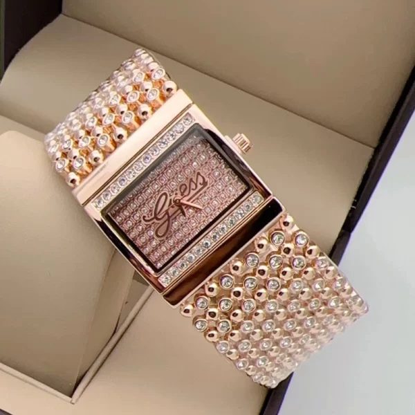 Luxurious Rose Gold Jewel Dial Rose Gold Strap Wrist Watch Dupe