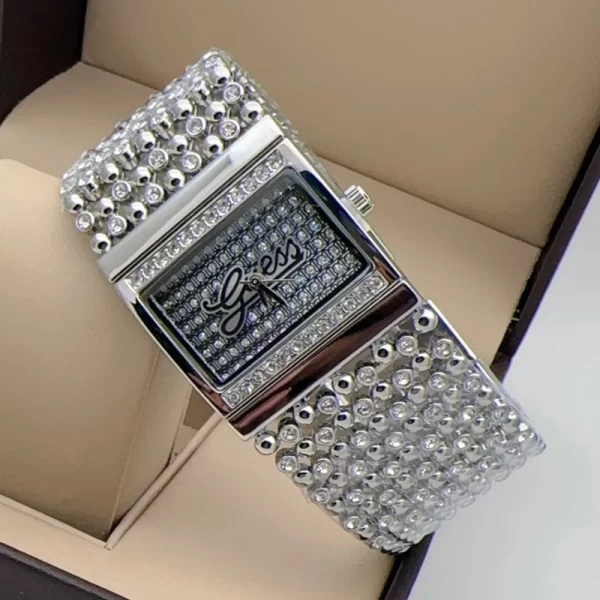 Luxurious Silver Jewel Dial Silver Strap Wrist Watch Dupe