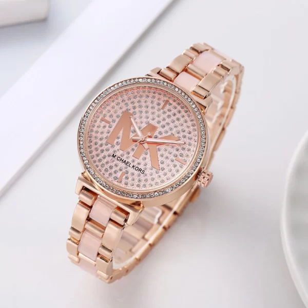 Modern Rose Gold Analog Dial Rose Gold Strap Dupe Watch For Female