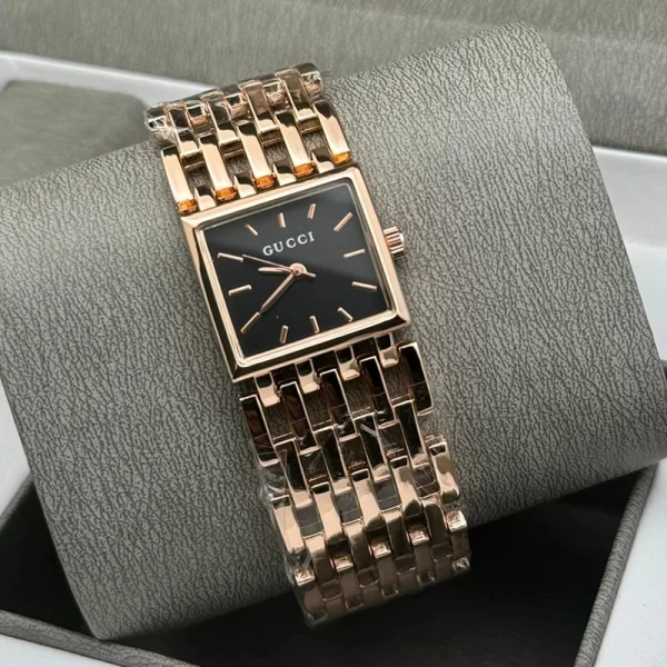 Timeless Analog Men Black Dial Rose Gold Strap Wrist Watch Dupe