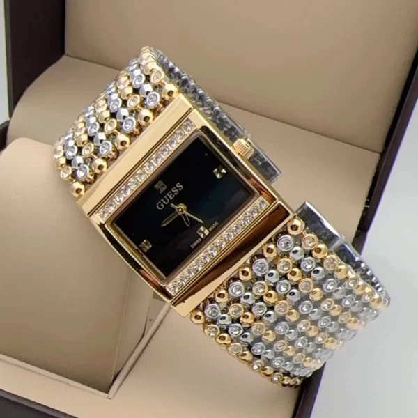 Trendsetting Black Dial Silver Gold Jewel Strap Wrist Watch Dupe