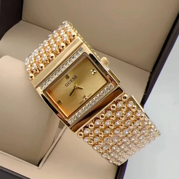 Trendsetting Gold Dial Gold Jewel Strap Wrist Watch Dupe