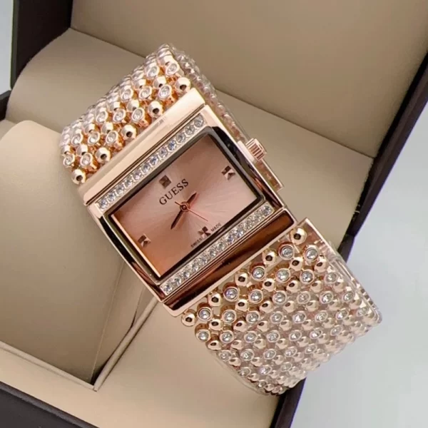 Trendsetting Rose Gold Dial Rose Gold Jewel Strap Wrist Watch Dupe