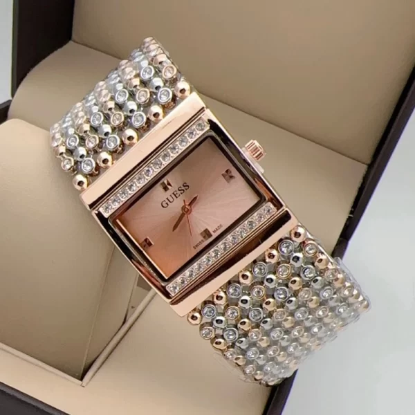 Trendsetting Rose Gold Dial Rose Gold Silver Jewel Strap Wrist Watch Dupe