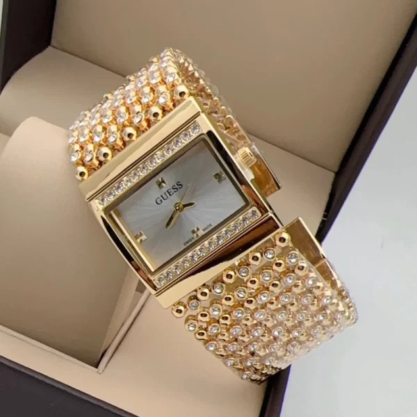 Trendsetting Silver Dial Gold Jewel Strap Wrist Watch Dupe