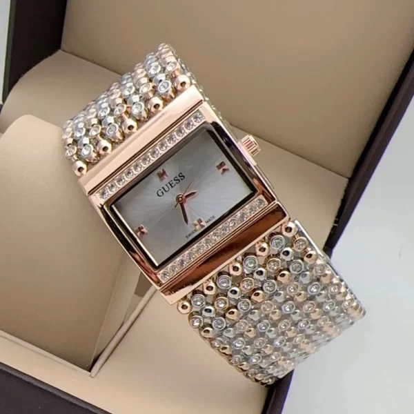 Trendsetting Silver Dial Rose Gold Silver Jewel Strap Wrist Watch Dupe