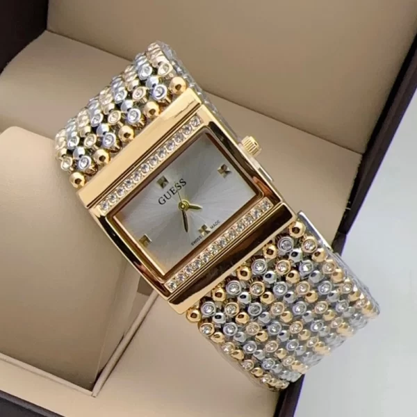 Trendsetting Silver Dial Silver Gold Jewel Strap Wrist Watch Dupe