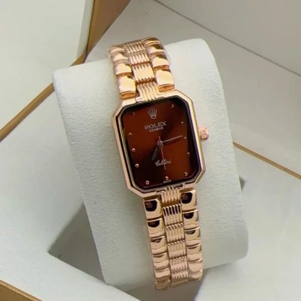 First Copy Cellini Women's Red Dial Rose Gold Strap Watch