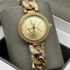 First Copy Gold Dial Diamond Studded Gold Strap Ladies Watch