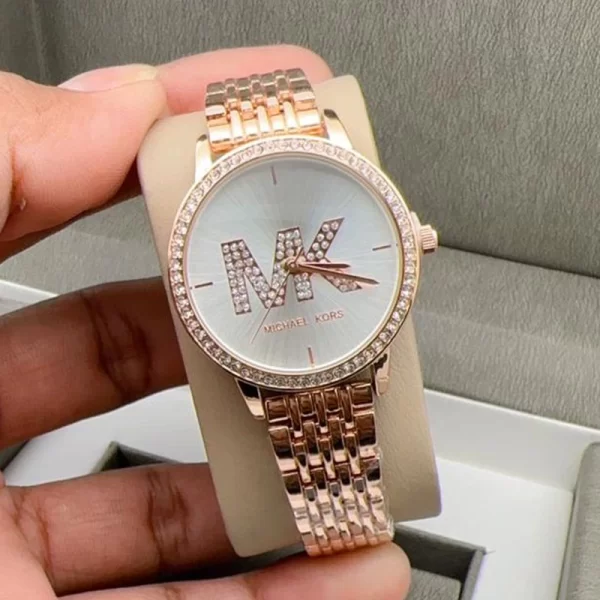 First Copy Outlet Melissa Women Silver Dial Rose Gold Strap Watch