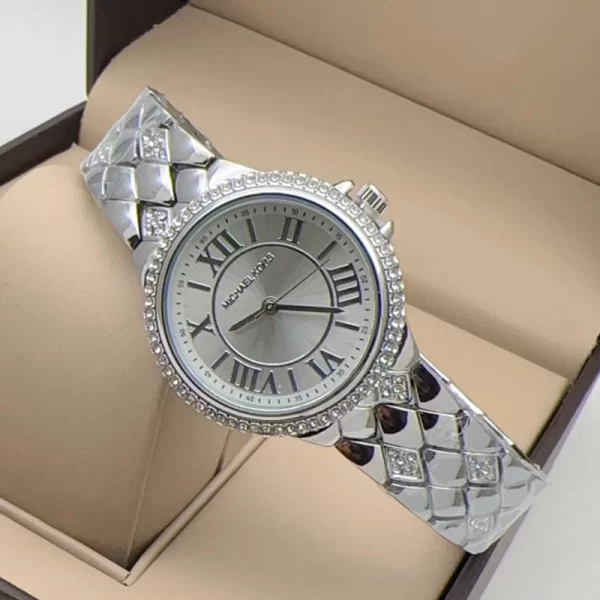 First Copy Roman Number Silver Dial Silver Strap Watch For Girls