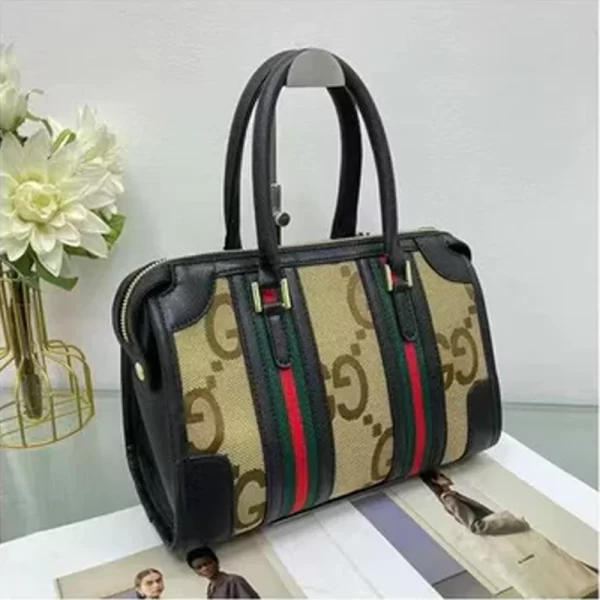 Mirror Copy Jumbo GG Speedy Shoulder Beige Black Handbag