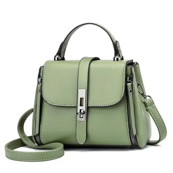 Turn Lock Square Satchel Green Handbag