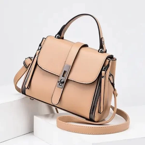 Turn Lock Square Satchel Khaki Handbag