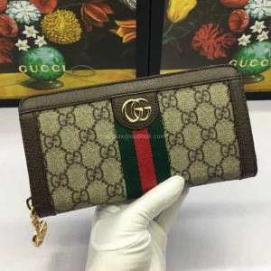 1st Copy GG Ophidia Long Zip Beige Coffee Wallet