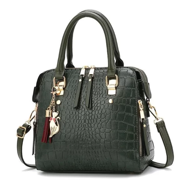 Crocodile Pattern Shoulder Black Bag For Female