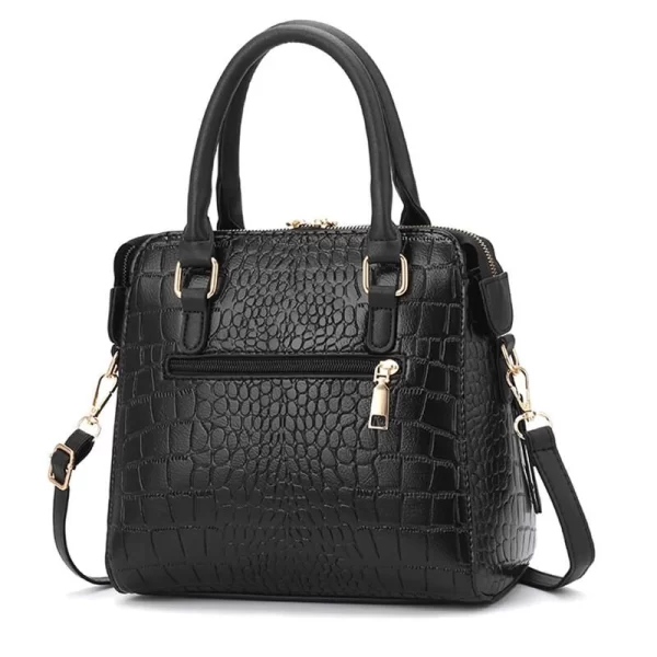 Crocodile Pattern Shoulder Black Handbag For Female