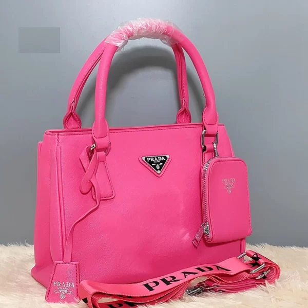 Mirror Copy Shoulder Pink Bag With Coin Pouch And Broad Belt