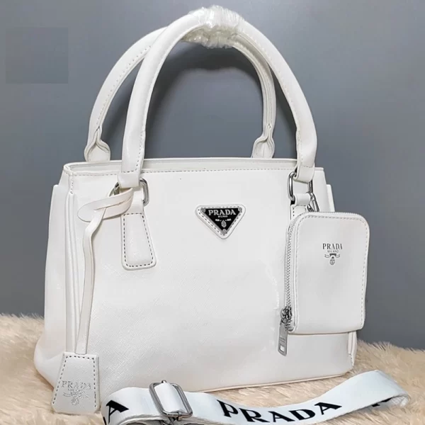 Mirror Copy Shoulder White Bag With Coin Pouch And Broad Belt