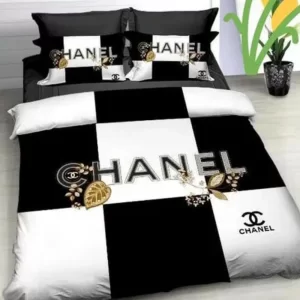 Text Print Double Black White Bedsheet For Wedding, Lodge, House, Home, Hotel