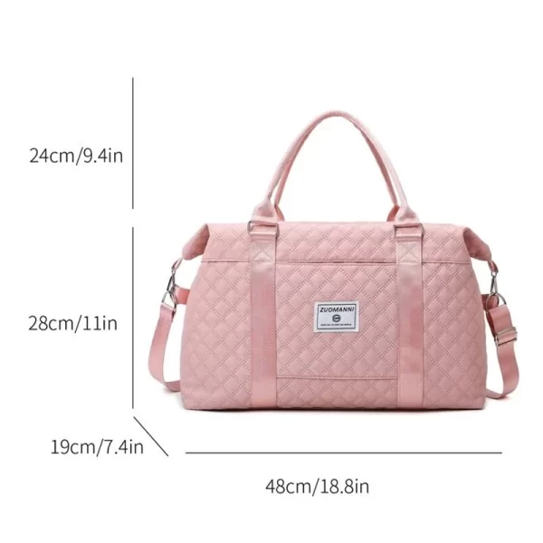 Durable Travel Shoulder Quilted Duffle Pink Bag