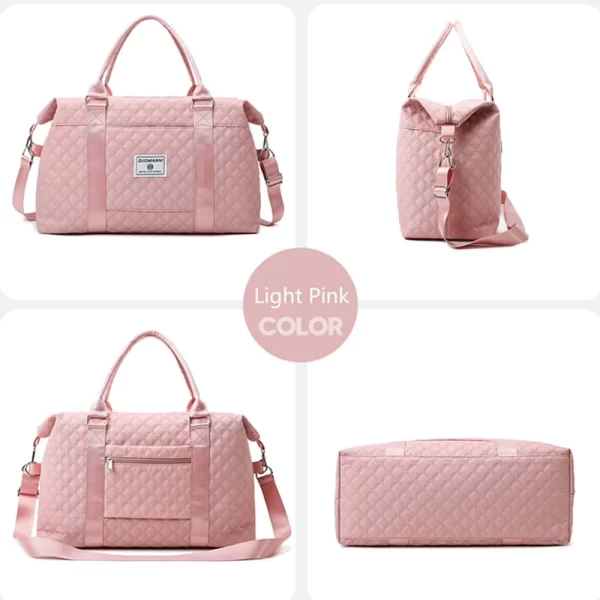 Durable Travel Shoulder Quilted Duffle Pink Bag